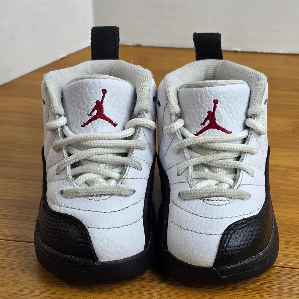 Jordan 12 Retro Taxi Toddler Shoes White Black Red 850000-162 Size 5C